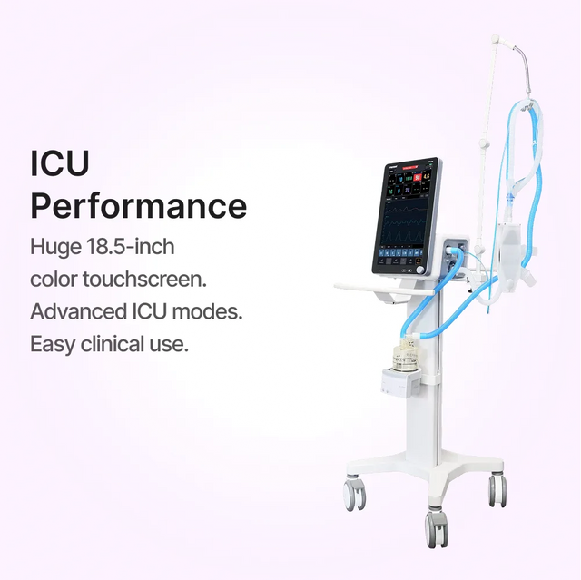 Close up the features of ResVent RS300 Ventilator  on a trolley