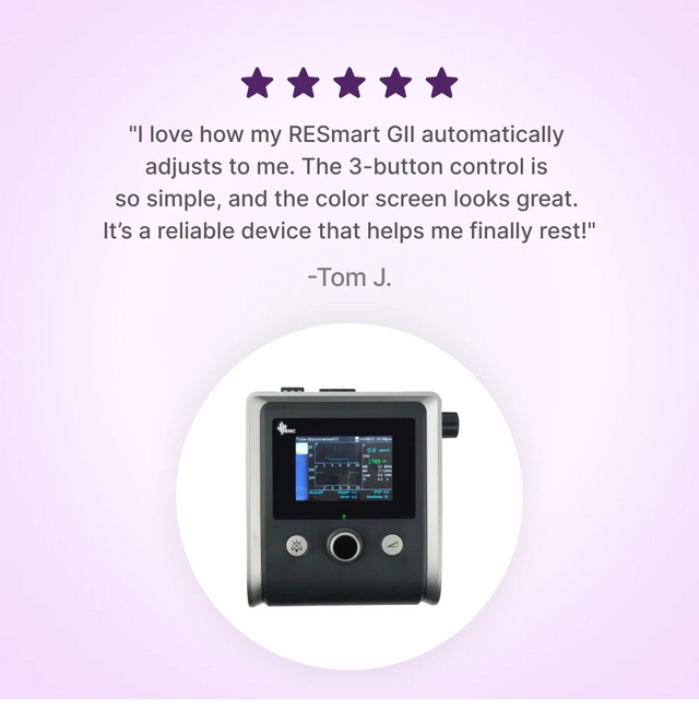 5-star customer review of RESmart GII Auto CPAP System