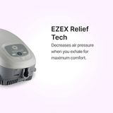 Close up view of Transcend Auto Travel CPAP Machine explaining the EZEX Relief Tech