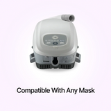 Frontal view of tubing and Transcend Auto Travel CPAP Machine which is compatible with any mask