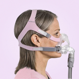Side view of a woman wearing ResMed AirFit™ F10 For Her Full Face Mask